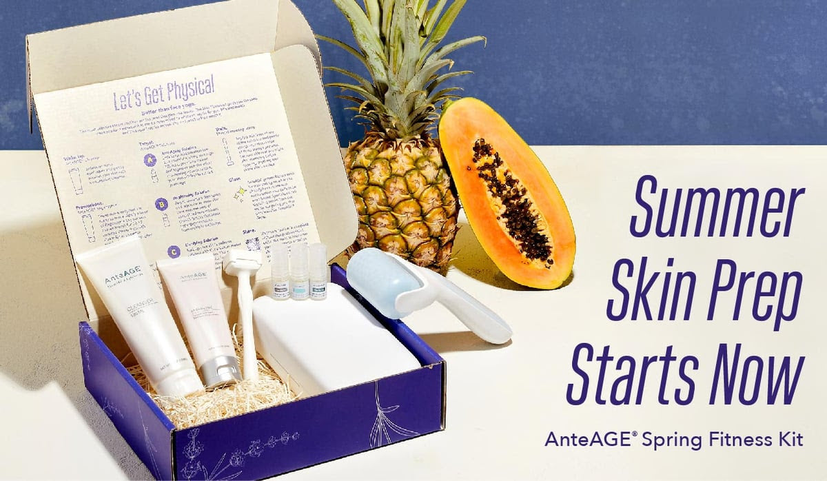 AnteAGE® Skin Fitness Kit | Cleanser, Enzyme, Microchanneling Solution, Stamp, and Cold Roller