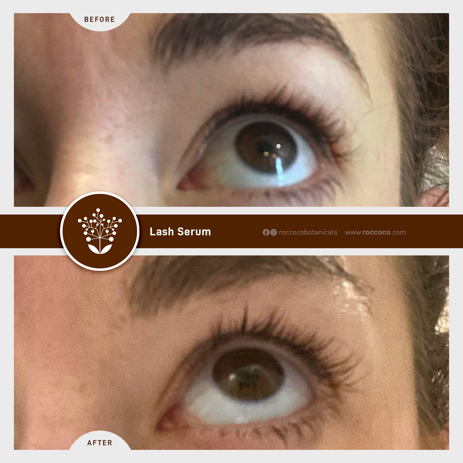 Roccoco Botanicals RB Natural Lashes Before and After